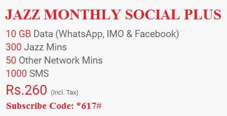 Jazz Monthly Social Plus Package Code and Details