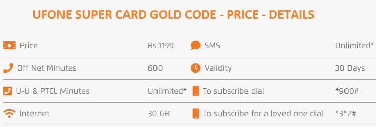 ufone super card gold activation code