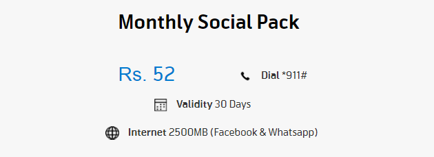 telenor monthly social pack code