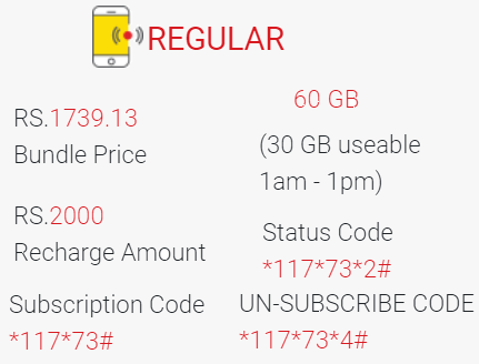 Jazz Monthly 60 GB Internet Package Code and Details
