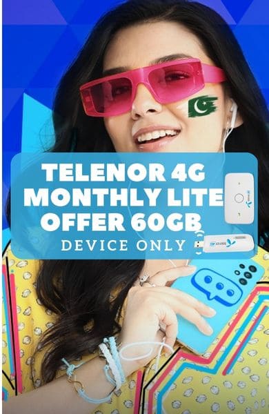 Telenor 4G Monthly Lite Offer 60GB – Device Only