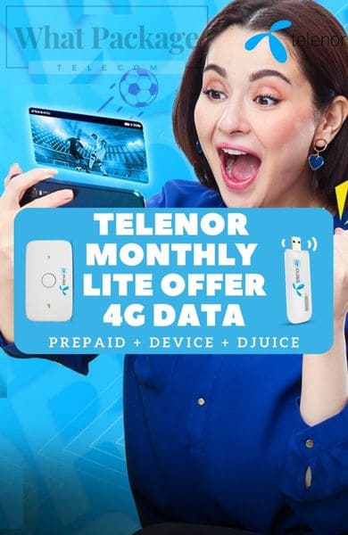Telenor Monthly Lite Offer 4GB Internet Package Code & Details