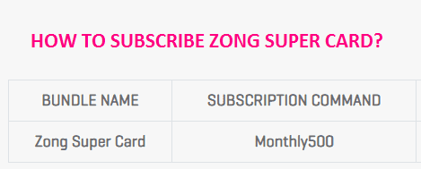how to subscribe zong super card