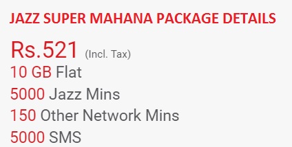 Jazz Super Monthly Package Details