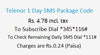 Telenor 1 Day SMS Package Code