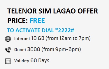 Telenor SIM Lagao Offer Code and Details