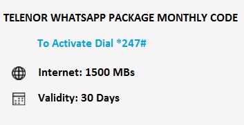 Telenor WhatsApp Package Monthly Code and Details