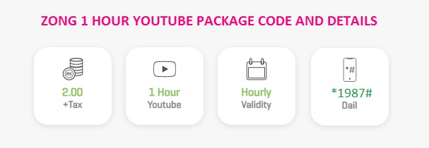 Zong 1 Hour YouTube Package Code and Details