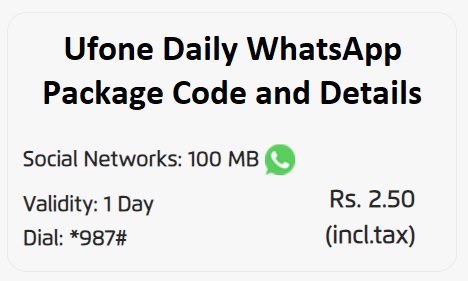 Ufone Daily WhatsApp Package Code and Details